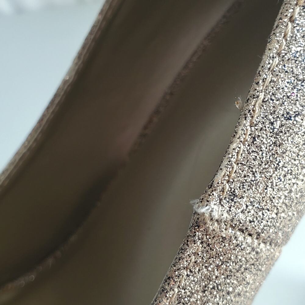 Women Gold Glitter Platform Peeptoe Heel Shoe 11 NYE Cocktail Club Wedding Prom - Picture 13 of 15